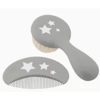 Kiokids Βρεφικό σετ περιποίησης μαλλιών - Γκρι αστεράκια 0+Μ