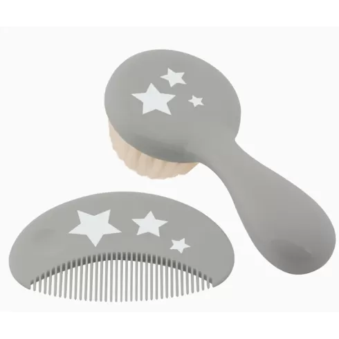 Kiokids Βρεφικό σετ περιποίησης μαλλιών - Γκρι αστεράκια 0+Μ