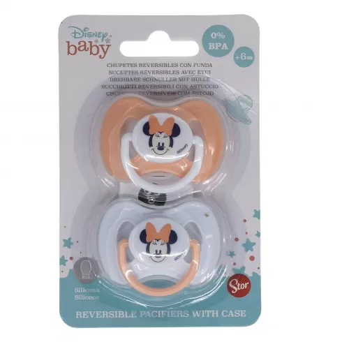 2τμχ Πιπίλες Σιλικόνης 6+Μ με κάλυμμα Σχέδιο 1 2 PCS SET SYMETRICAL PACIFIER SILICONE +6 M WITH COVER MINNIE INDIGO DREAMS 13165