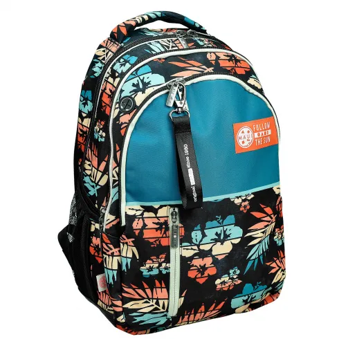 Σχολική τσάντα πλάτης Maui & Sons Hawaian πολύχρωμη με θήκη για παγούρι 339-06031