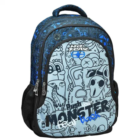 Σχολική τσάντα πλάτης no Fear Monster με θήκη για παγούρι 348-16031