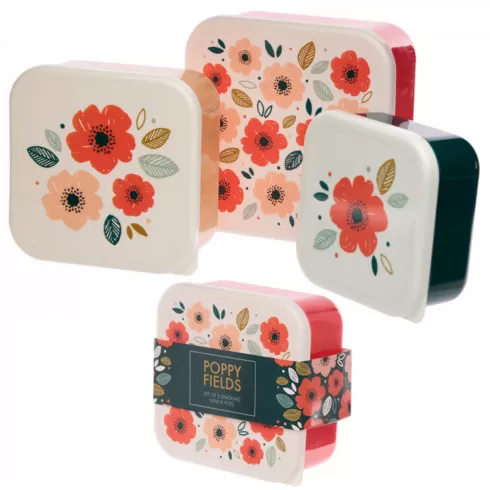 Σετ πλαστικά φαγητοδοχεία 3 τμχ - Puckator Lunch Boxes Poppies LBOX34