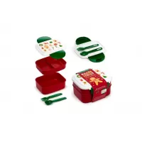 Δοχείο φαγητού άσπρο/κόκκινο με Χριστουγεννιάτικα σχέδια 145x110x75mm