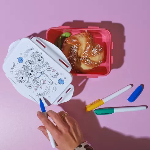 Δοχείο φαγητού πλαστικό Unicorn με ζωγραφιστό καπάκι 175x135x70 mm KA0360 #1