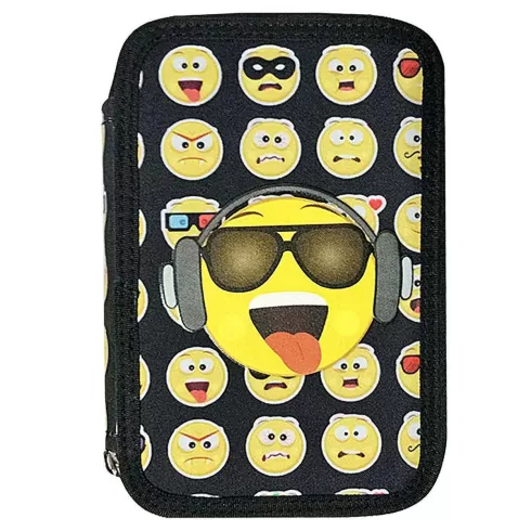 Fancy Κασετίνα γεμάτη Emoji με 2 θέσεις 20 x 13 x 5 cm 1562-7156 μαύρο