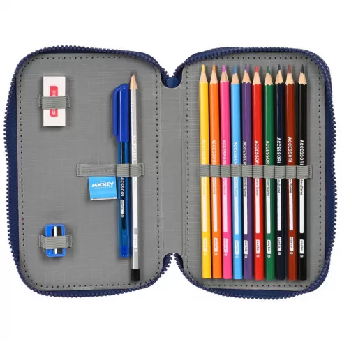 Κασετίνα γεμάτη Mickey Mouse με 2 θέσεις 20 x 12 x 4 cm 505685 μπλε - γκρι #2