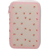 Κασετίνα τετράγωνη με 2 θήκες γεμάτη Street κερασάκια ροζ 530544