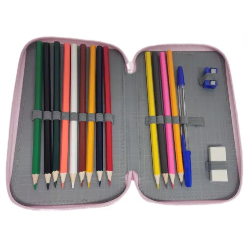 Κασετίνα τετράγωνη με 2 θήκες γεμάτη Street κερασάκια ροζ 530544 #2