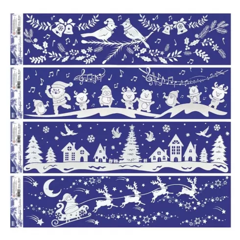 Αυτοκόλλητα Lebez Christmas glitter για παράθυρο 59x14cm 1τμχ τυχαίο σχέδιο 81354
