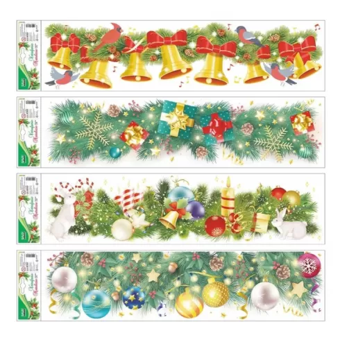Αυτοκόλλητα Lebez Christmas glitter για παράθυρο 59x14cm 1τμχ τυχαίο σχέδιο 81707