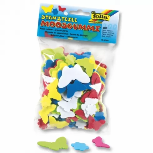 Folia Αφρώδη πολύχρωμα λουλούδια & πεταλούδες για χειροτεχνίες 200 τεμάχια (2358)