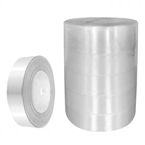 Κορδέλα σατέν μονόχρωμη 23m x 2.5cm 1 τεμάχιο JustNote 39167 λευκή