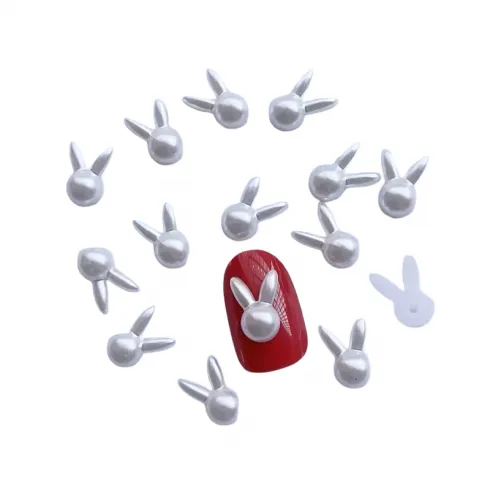 60 τεμάχια Χαριτωμένα αξεσουάρ Nail Art κουνελάκια για μανικιούρ 10mm x 13mm