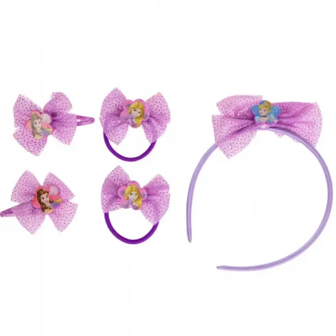 Σετ αξεσουάρ ομορφιάς μαλλιών 5τεμ Princess Disney hair set for girls (Ταλαιπωρημένη συσκευασία)