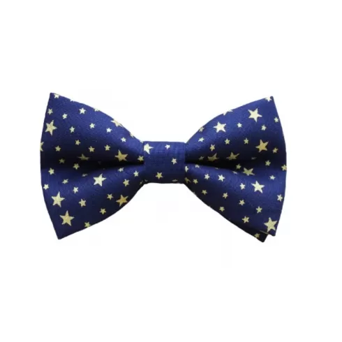 Χειροποίητο Χριστουγεννιάτικο Παιδικό Παπιγιόν Blue Navy Χρυσά Αστέρια 2 Έως 6 Χρονών 4275