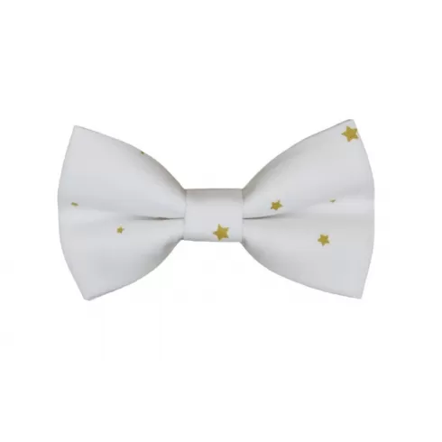 Χειροποίητο Χριστουγεννιάτικο Παιδικό Παπιγιόν Λευκό Χρυσά Αστεράκια 2 Έως 6 Χρονών  4293