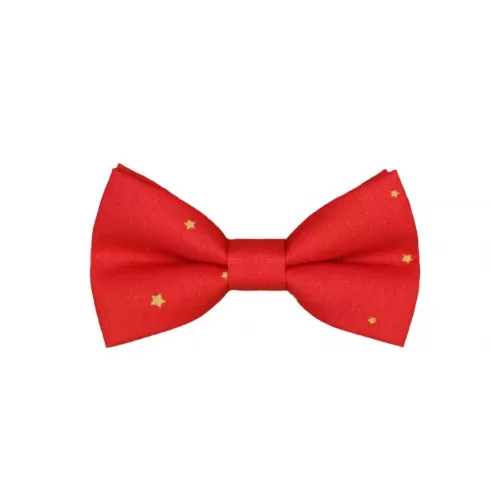 Χειροποίητο Χριστουγεννιάτικο Παιδικό Παπιγιόν Κόκκινο Χρυσά Αστεράκια 7 Έως 14 Χρονών - 4308